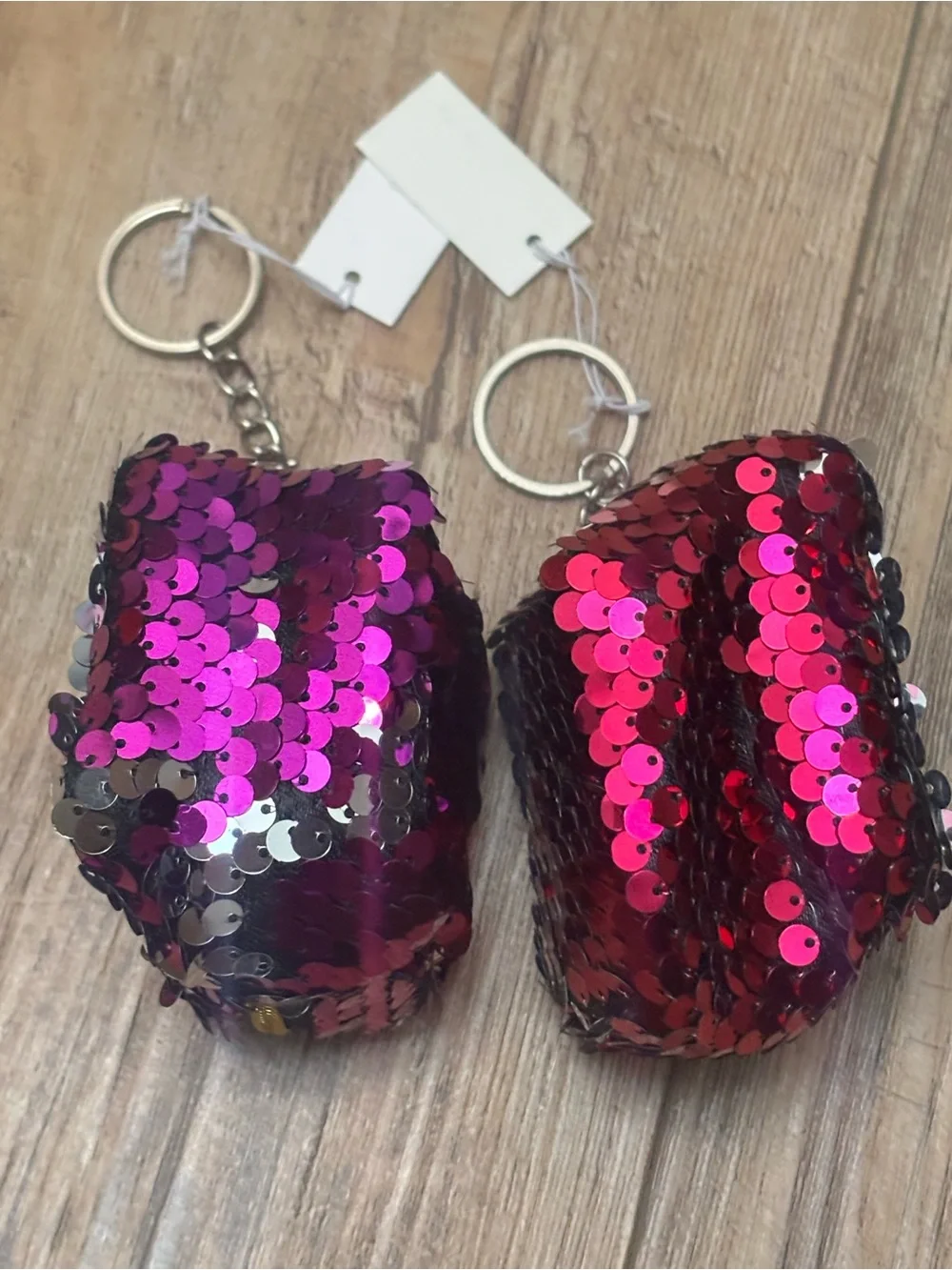 Sequin Square Keychain Pouch - Set of 2  Pink and Purple